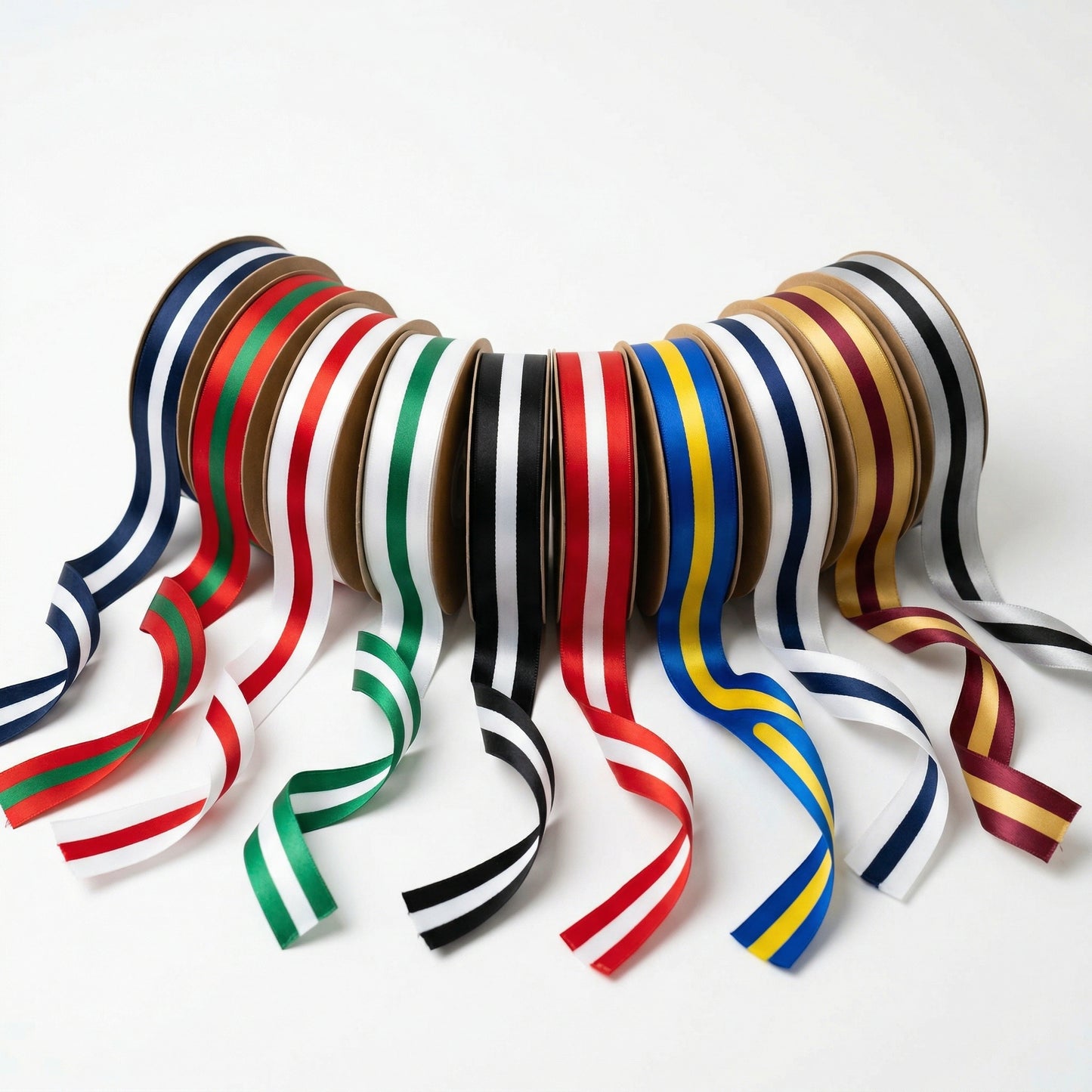 Striped Double Side Satin Ribbons Green Red