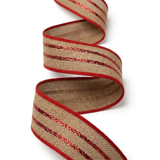 Decorative Jute Ribbon with Metallic Stripes