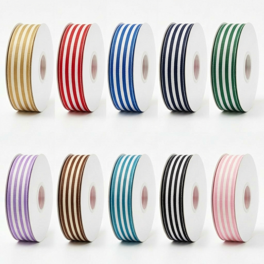 Classic Black & White Striped Grosgrain Ribbon