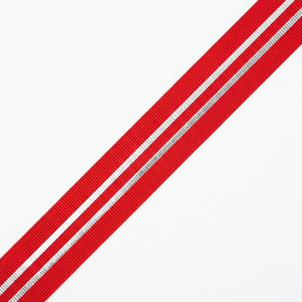 Striped Grosgrain Ribbon with Metallic Accent