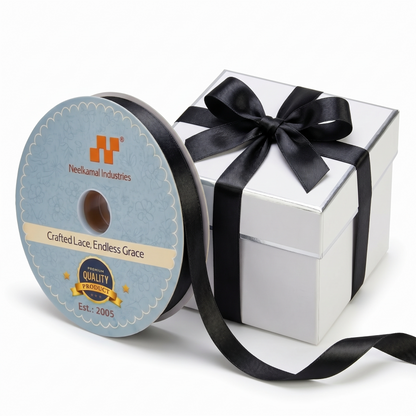 6mm Double-Sided Satin Ribbon – Black