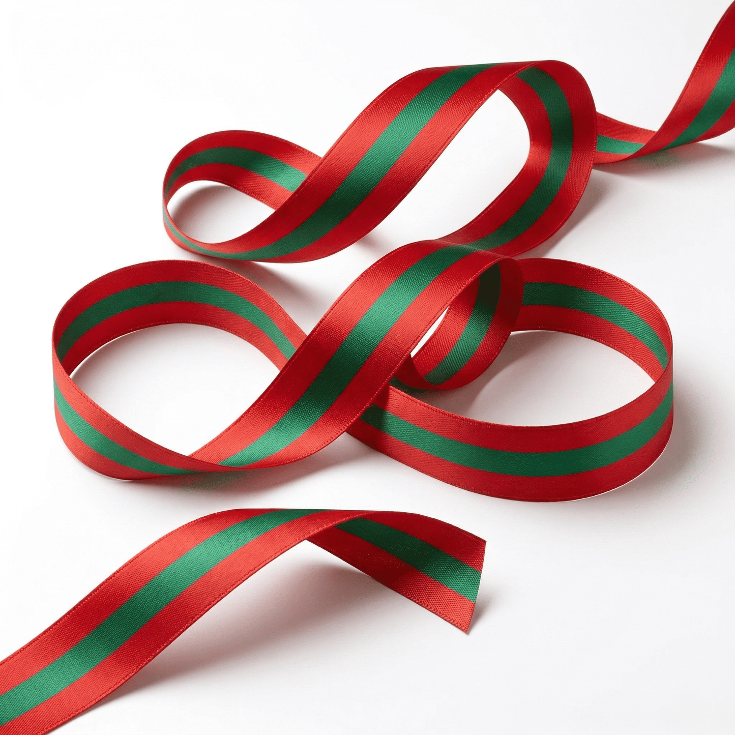 Striped Double Side Satin Ribbons Green Red