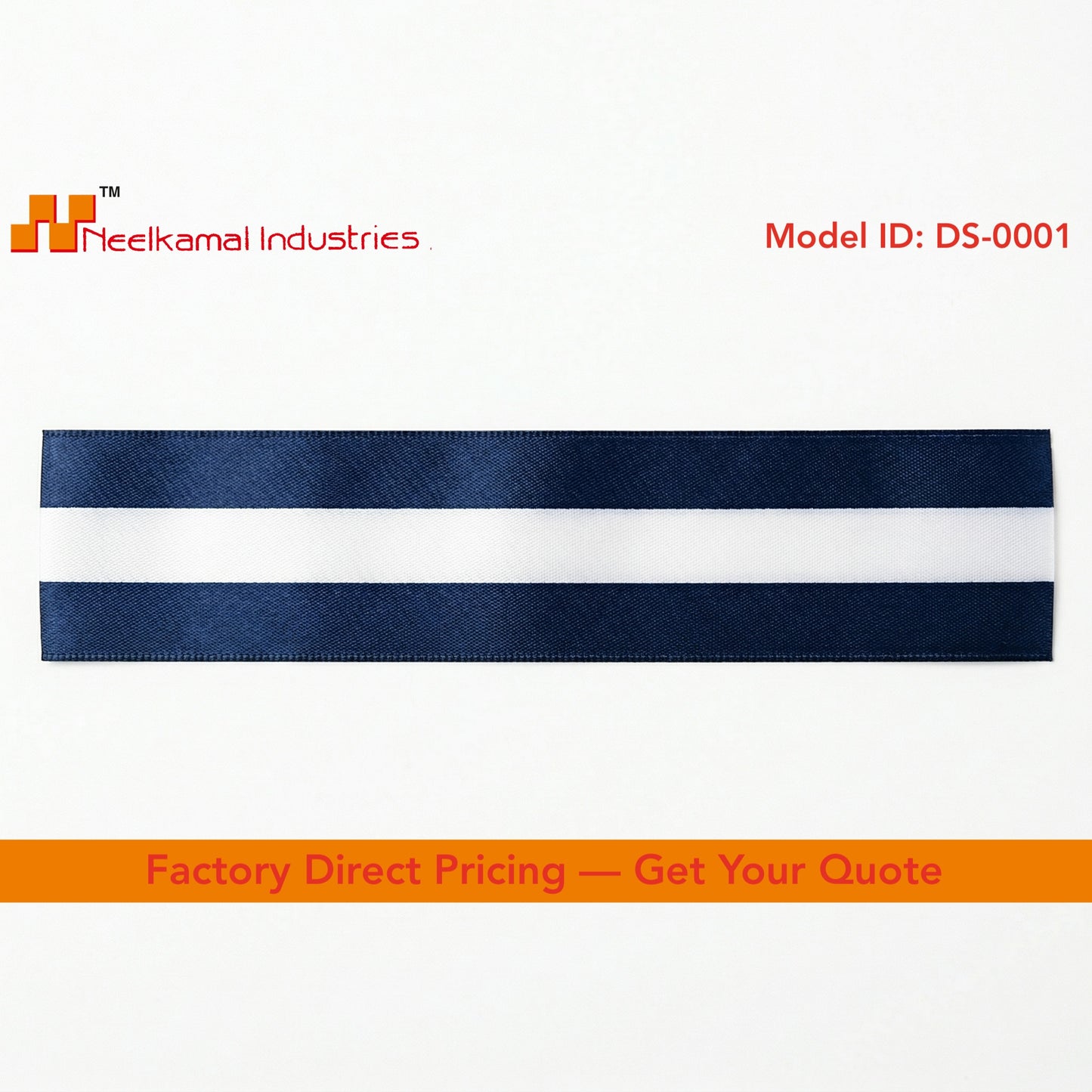 Striped Double Side Satin Ribbons Blue