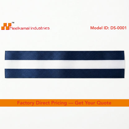 Striped Double Side Satin Ribbons Blue