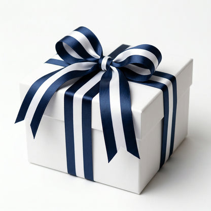 Striped Double Side Satin Ribbons Blue